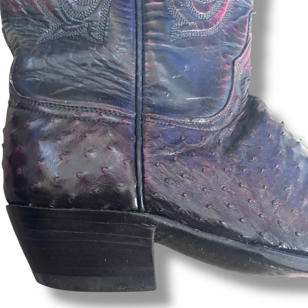 Lucchese Women’s Ostrich Cowboy Boots Size 7 Burgundy Western Leather Exotic - Picture 6 of 12